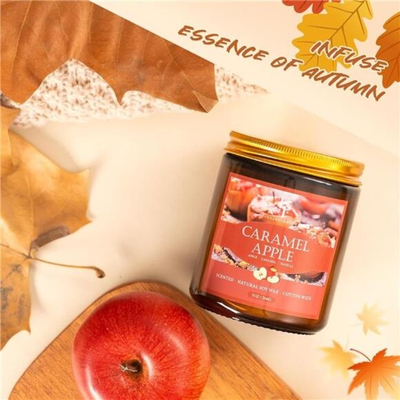 Fall Candle Set 4 Pack Scented Soy Wax Autumn Home Decor Pumpkin Cinnamon Vanill - Picture 5 of 7